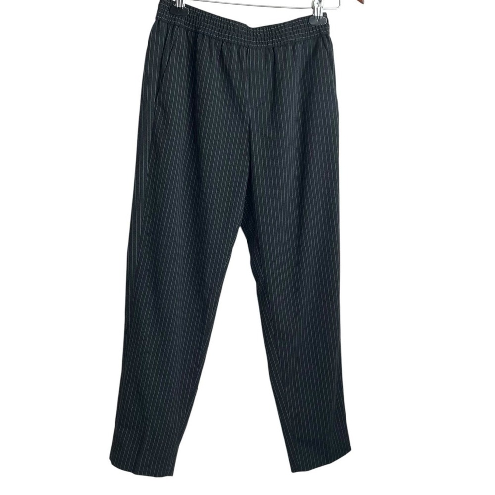 Banana Republic Women Pull On Pants 4 Black Pinstripe Stretch Work Travel Office